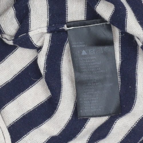 H&M Women’s Blue Striped Cotton Boat Neck Jumper Size 12