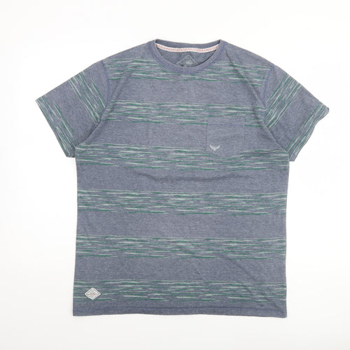 Threadbare Men's Blue Striped Short Sleeve Crew Neck T-Shirt Size L
