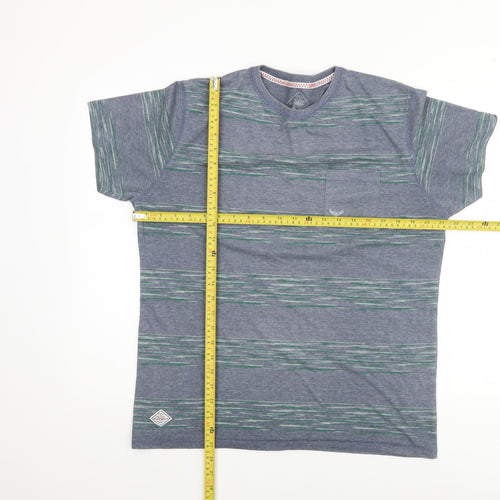 Threadbare Men's Blue Striped Short Sleeve Crew Neck T-Shirt Size L
