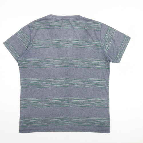Threadbare Men's Blue Striped Short Sleeve Crew Neck T-Shirt Size L