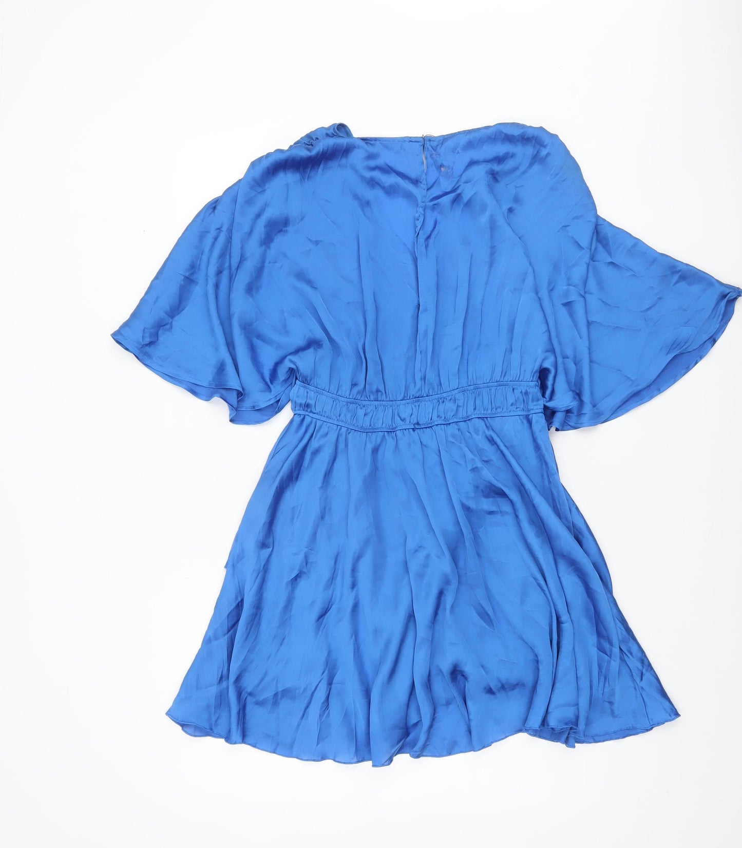 Zara Women Blue Fit & Flare Short Sleeve Short Dress M