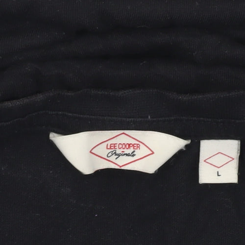 Lee Cooper Men's Black V-Neck Short Sleeve Cotton T-Shirt Size L