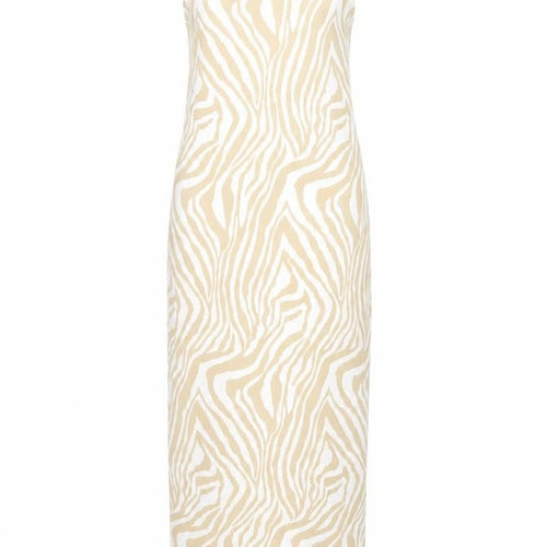 Boohoo Women Beige Zebra Print Sleeveless Bodycon Midi Dress Size 10