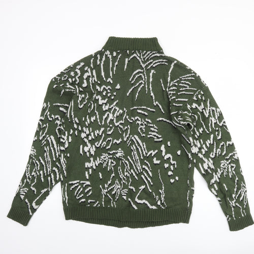 Native Youth Women Green Animal Knit Roll Neck Jumper Size M