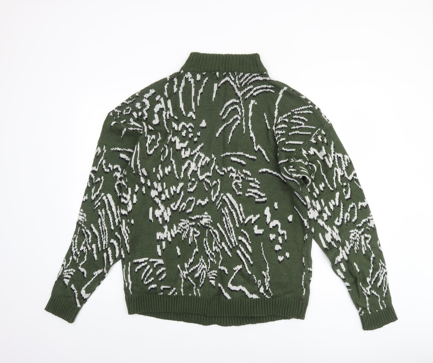 Native Youth Women Green Animal Knit Roll Neck Jumper Size M