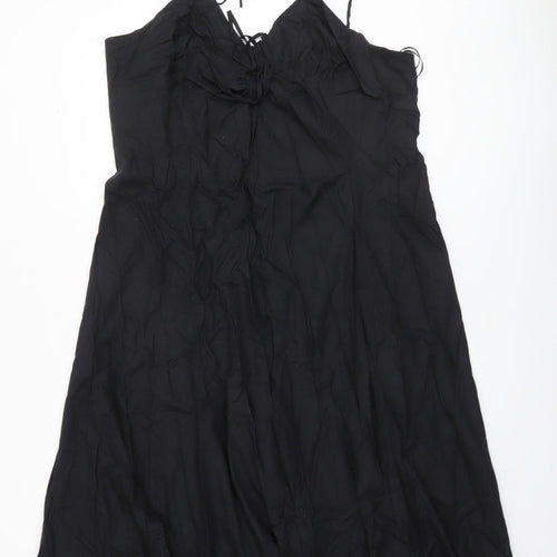 Savida Women’s Black Cotton Midi Slip Dress Size 18
