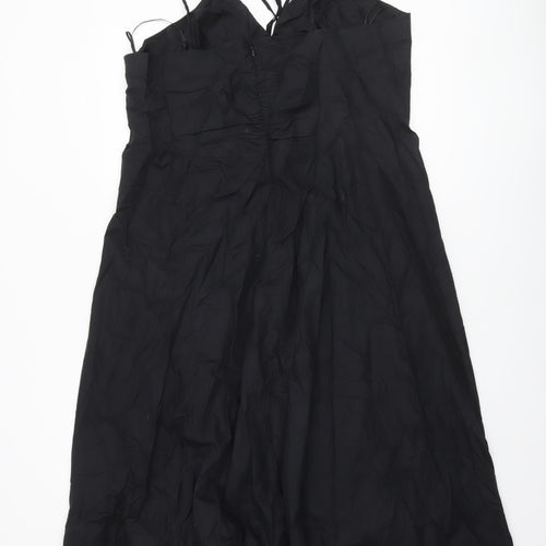 Savida Women’s Black Cotton Midi Slip Dress Size 18