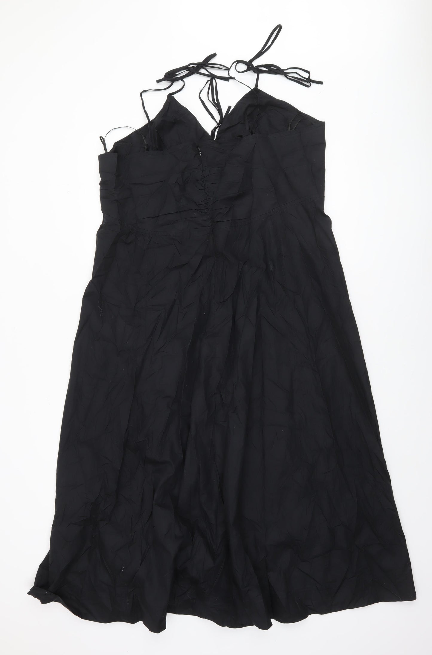 Savida Women’s Black Cotton Midi Slip Dress Size 18