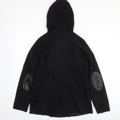 Modo Women Black Cotton Hooded Parka Jacket UK 12