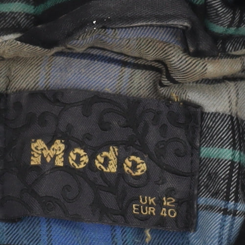 Modo Women Black Cotton Hooded Parka Jacket UK 12