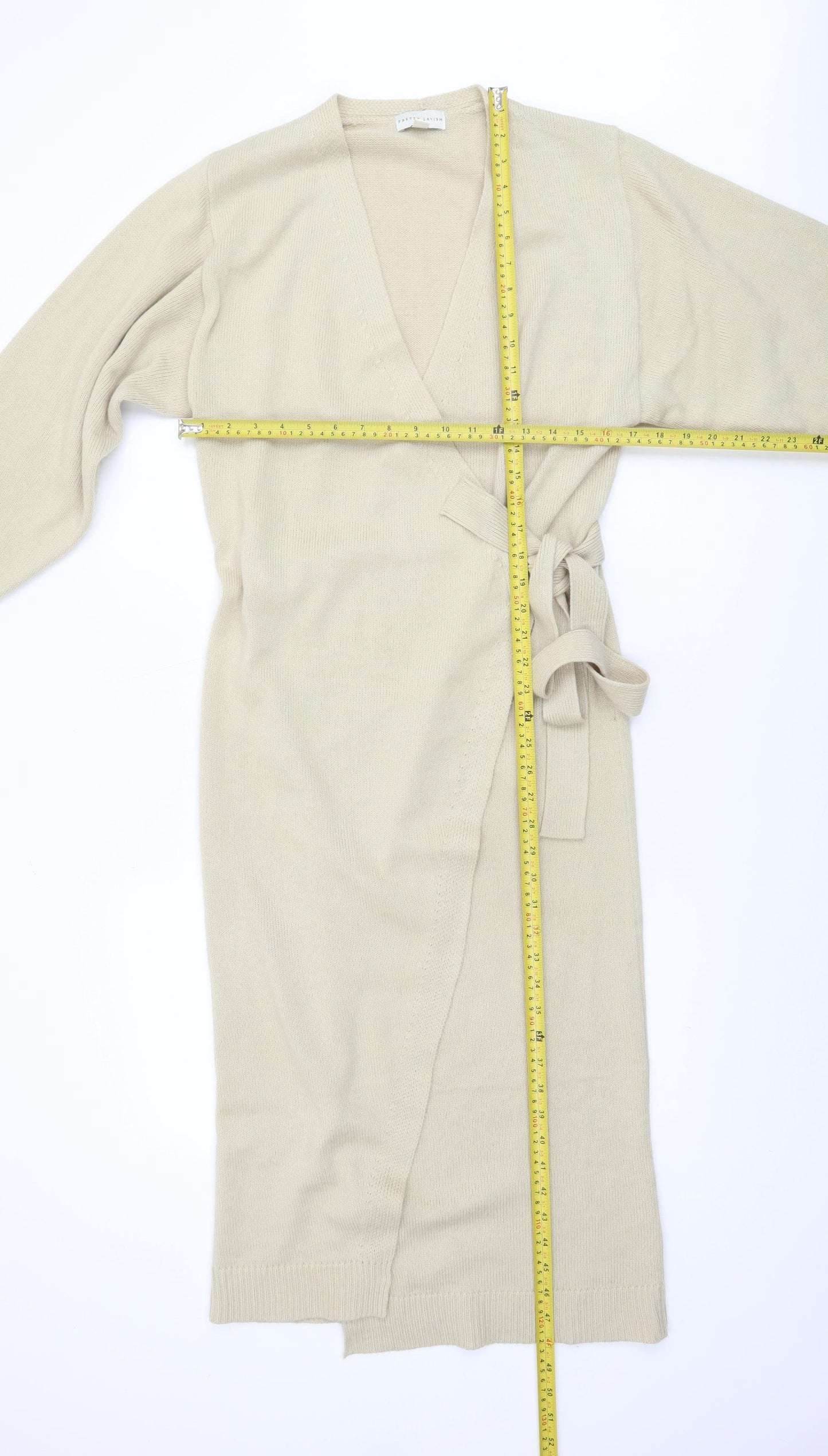 Pretty Lavish Women’s Beige Knit Midi Wrap Dress Size S