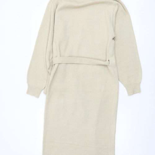 Pretty Lavish Women’s Beige Knit Midi Wrap Dress Size S