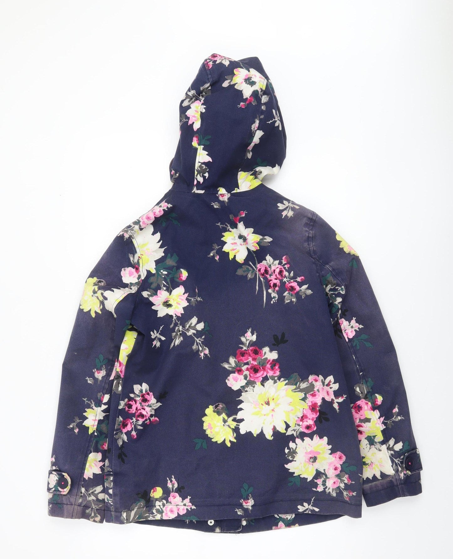 Joules Womens Blue Floral Waterproof Hooded Rain Coat Size 8