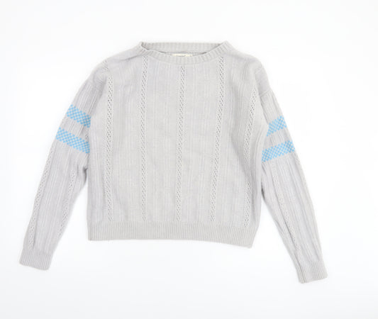 Howies Women Grey Cable-Knit Wool Blend Jumper M