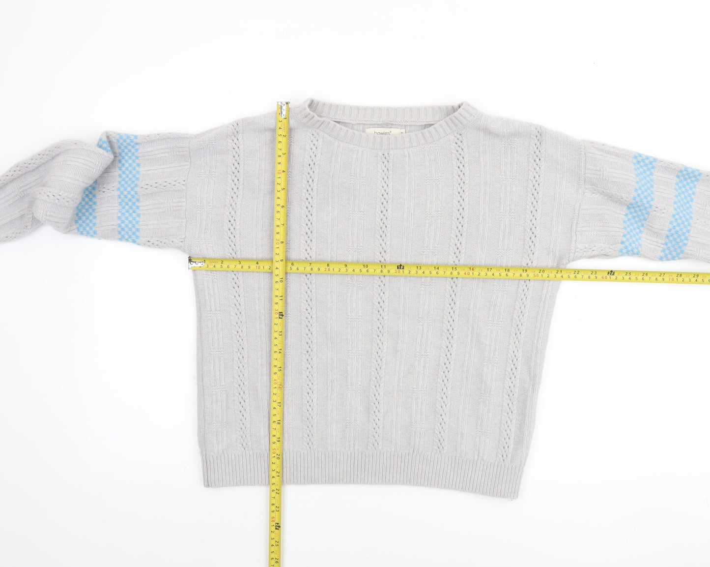 Howies Women Grey Cable-Knit Wool Blend Jumper M