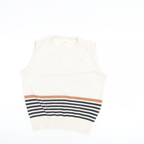 Littlewoods Women’s Ivory Striped Sleeveless Knit Vest Jumper Size 10
