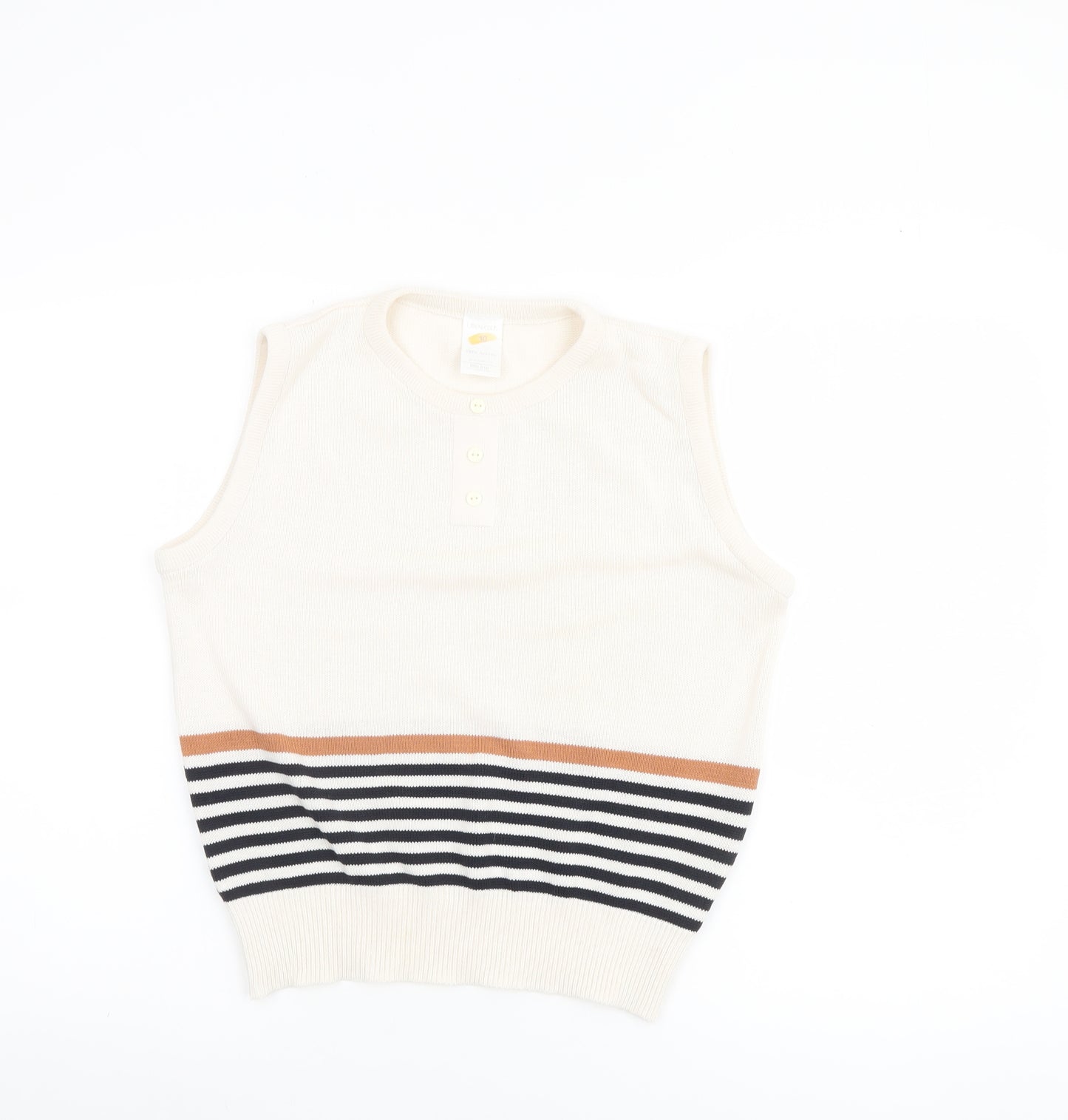 Littlewoods Women’s Ivory Striped Sleeveless Knit Vest Jumper Size 10