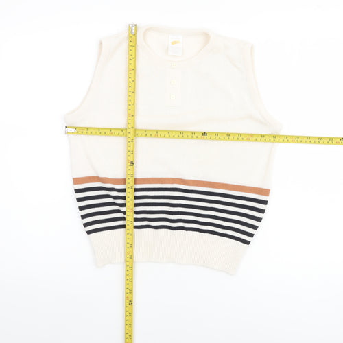 Littlewoods Women’s Ivory Striped Sleeveless Knit Vest Jumper Size 10