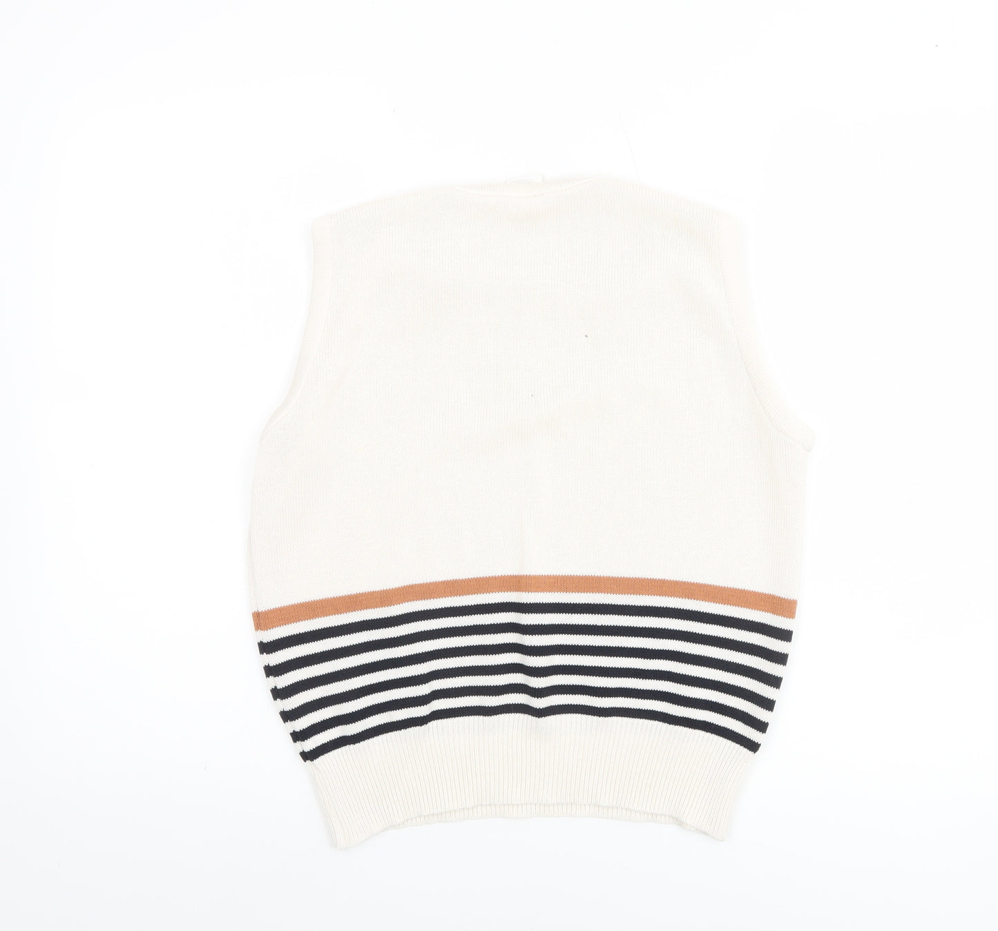 Littlewoods Women’s Ivory Striped Sleeveless Knit Vest Jumper Size 10