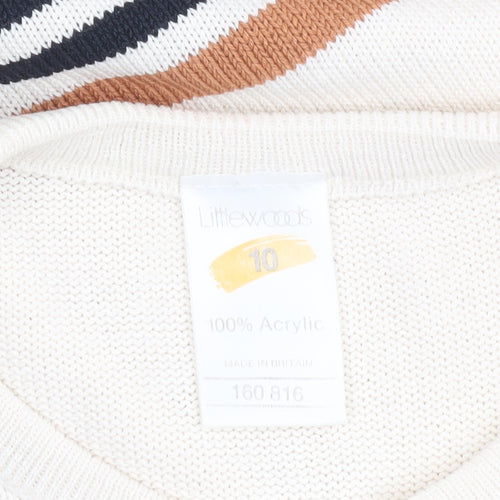 Littlewoods Women’s Ivory Striped Sleeveless Knit Vest Jumper Size 10