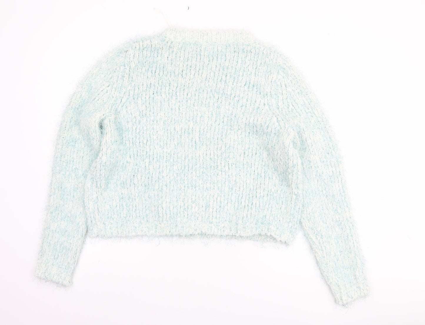 F&F Women Blue Chunky-Knit Crew Neck Long Sleeve Pullover Jumper Size 16