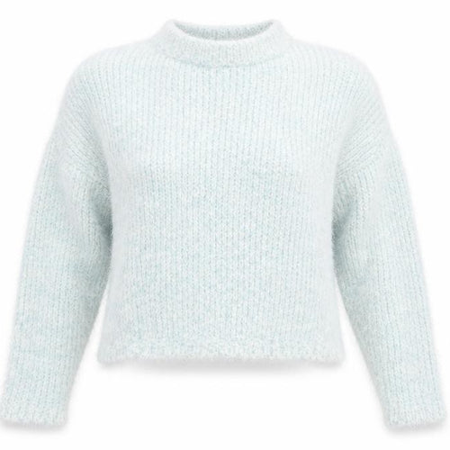 F&F Women Blue Chunky-Knit Crew Neck Long Sleeve Pullover Jumper Size 16