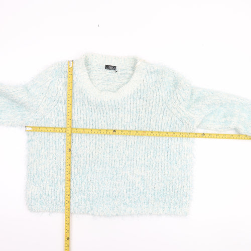 F&F Women Blue Chunky-Knit Crew Neck Long Sleeve Pullover Jumper Size 16