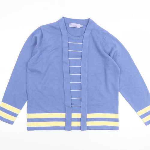 Honor Millburn Women's Blue Striped Open Knit Cardigan Size S 10-12