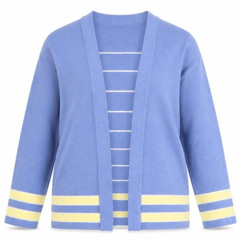 Honor Millburn Women's Blue Striped Open Knit Cardigan Size S 10-12