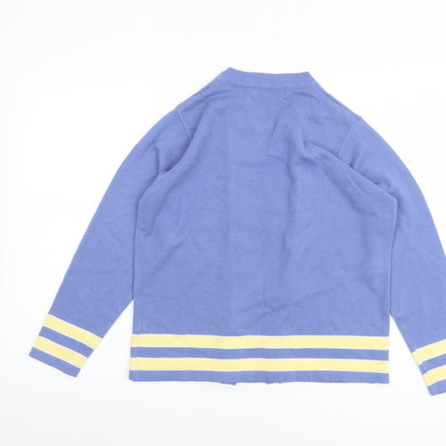 Honor Millburn Women's Blue Striped Open Knit Cardigan Size S 10-12