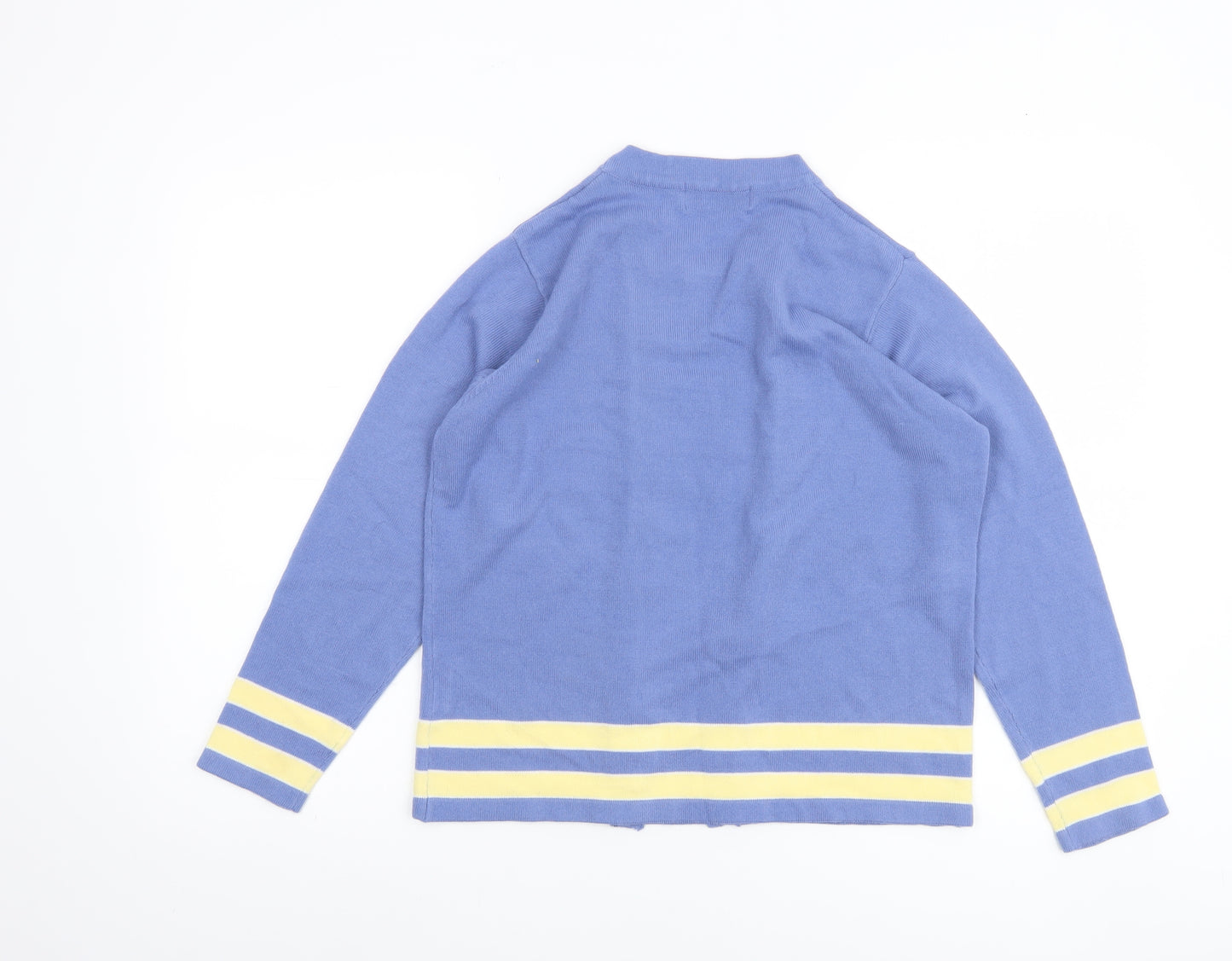 Honor Millburn Women's Blue Striped Open Knit Cardigan Size S 10-12