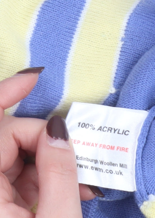 Honor Millburn Women's Blue Striped Open Knit Cardigan Size S 10-12