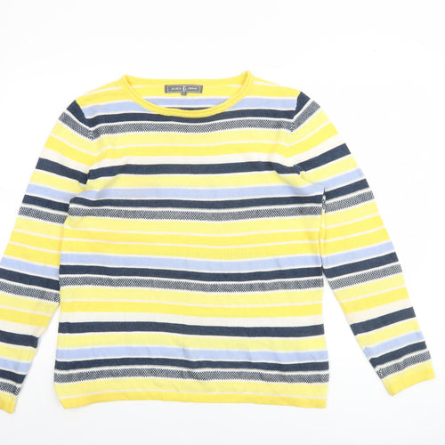 Jessica Graaf Women Yellow Striped Pullover Jumper Size M Acrylic Cotton Knit