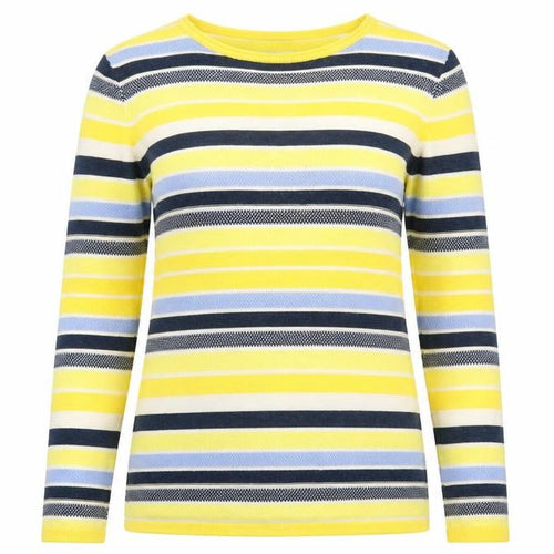 Jessica Graaf Women Yellow Striped Pullover Jumper Size M Acrylic Cotton Knit