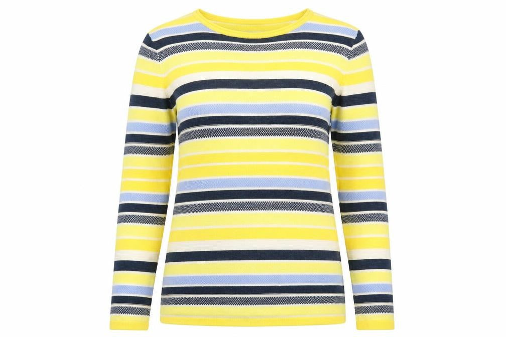 Jessica Graaf Women Yellow Striped Pullover Jumper Size M Acrylic Cotton Knit