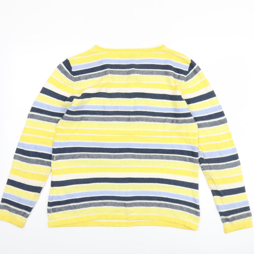 Jessica Graaf Women Yellow Striped Pullover Jumper Size M Acrylic Cotton Knit
