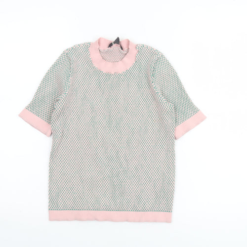 Esprit Women's Pink XS Mock Neck Short Sleeve Knit Top
