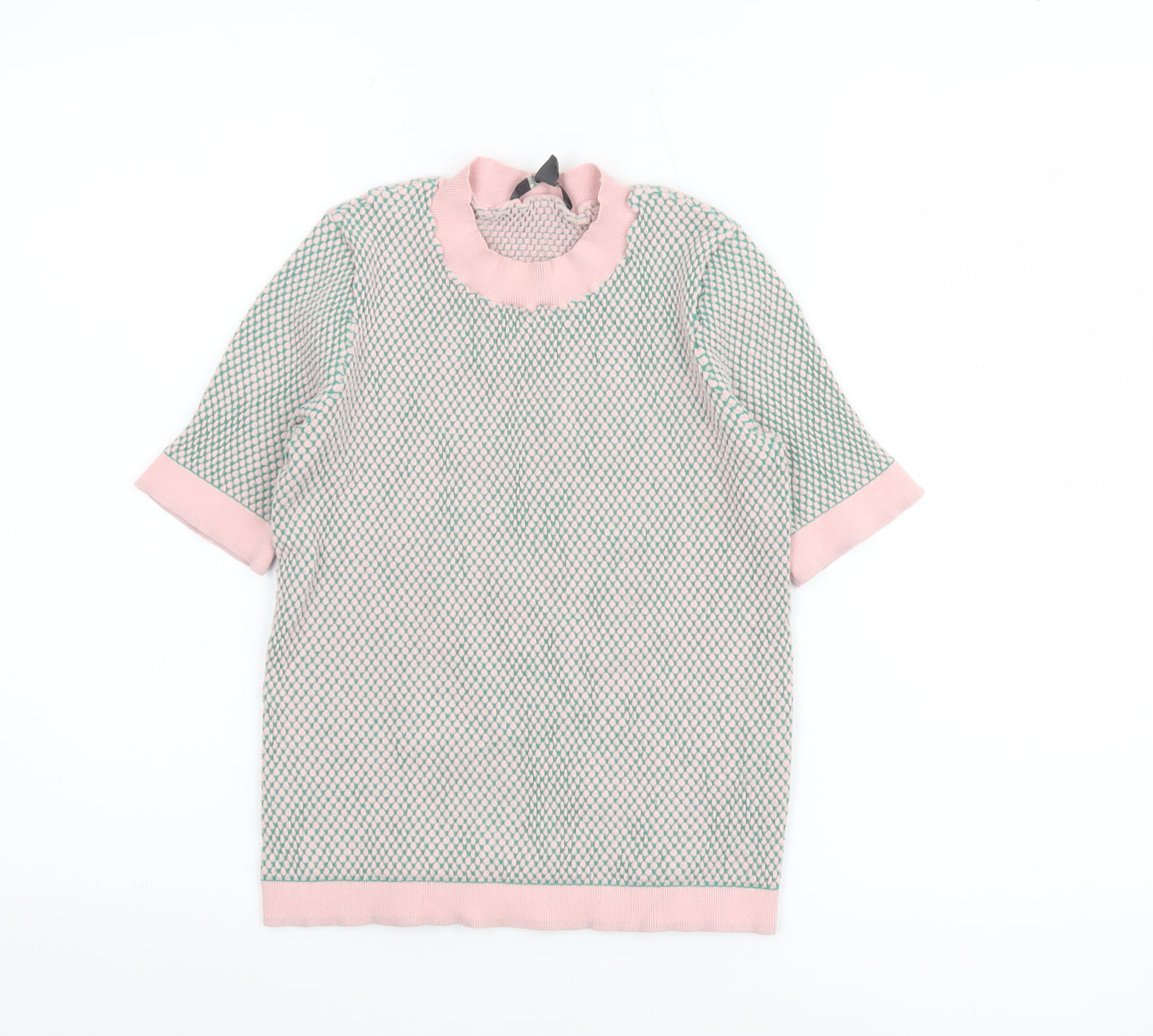 Esprit Women's Pink XS Mock Neck Short Sleeve Knit Top