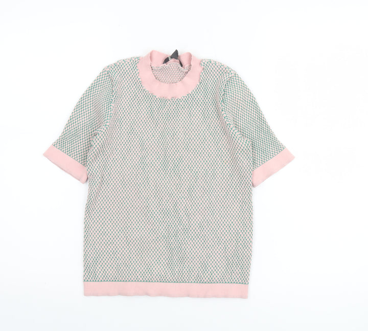 Esprit Women's Pink XS Mock Neck Short Sleeve Knit Top