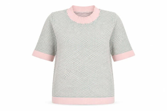 Front view of ESPRIT Women's Pink XS Mock Neck Short Sleeve Knit Top
