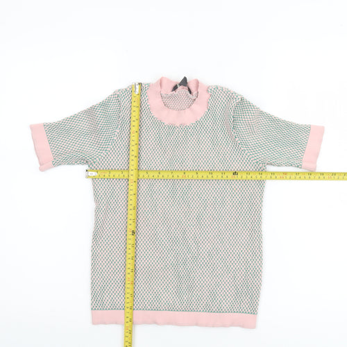 Esprit Women's Pink XS Mock Neck Short Sleeve Knit Top