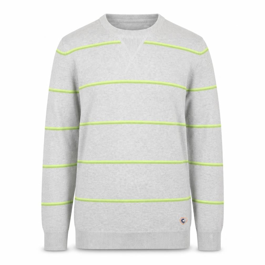 Front view of SoulCal Men's Grey Striped Cotton jumper, size S