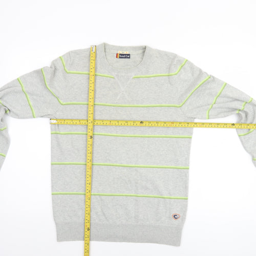 Soul Cal Men's Grey Striped Cotton Pullover Jumper Size S
