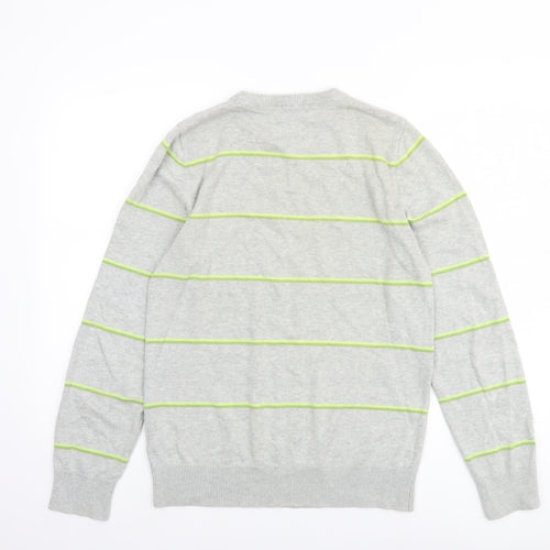 Soul Cal Men's Grey Striped Cotton Pullover Jumper Size S