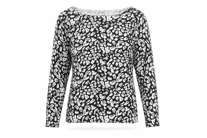 M&Co Women’s Black Animal Print Boat Neck Jumper Size 12