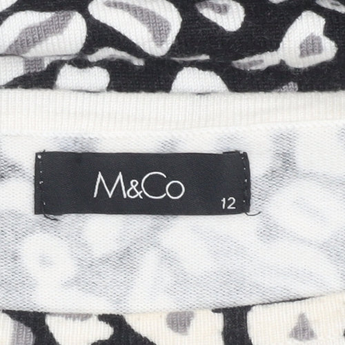 M&Co Women’s Black Animal Print Boat Neck Jumper Size 12