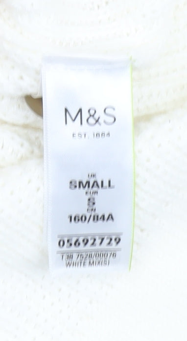 Marks and Spencer Women Ivory Red Striped V-Neck Cardigan Size S
