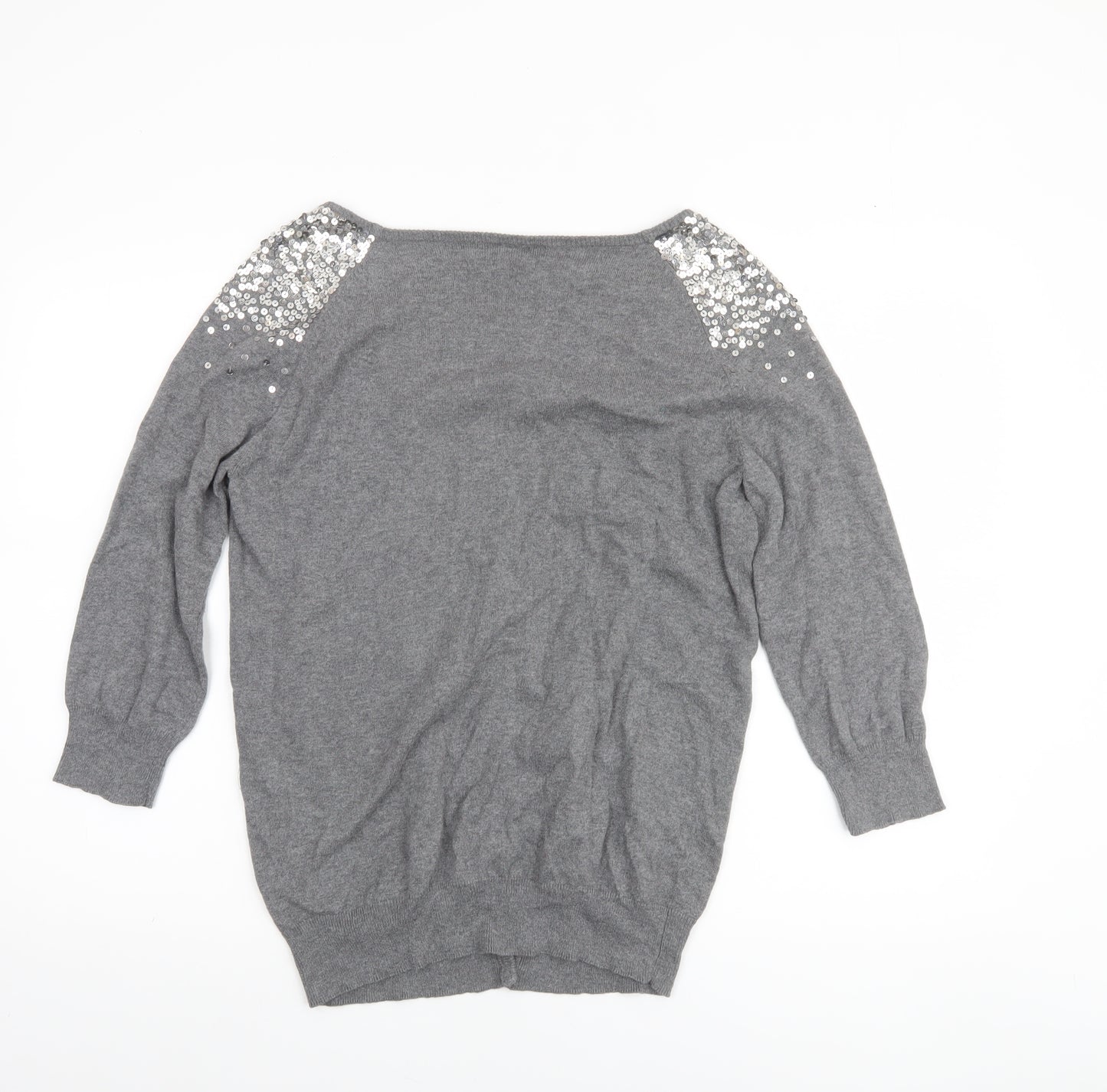 Evie Womens Grey Size 14 Sequin Embellished Cardigan