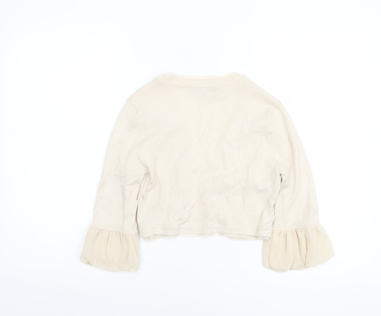 Coast Women’s Ivory Ruffle Sleeve Open Knit Cardigan XS