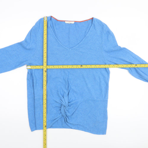 Boden Women Blue V-Neck Twist Front Cotton Modal Jumper Size 12